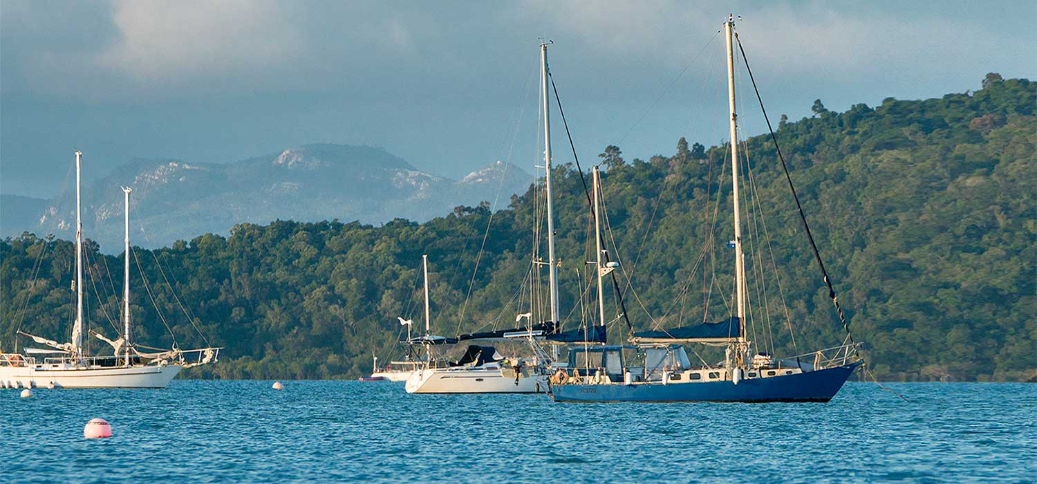 Boats moored at Airlie_Beach 