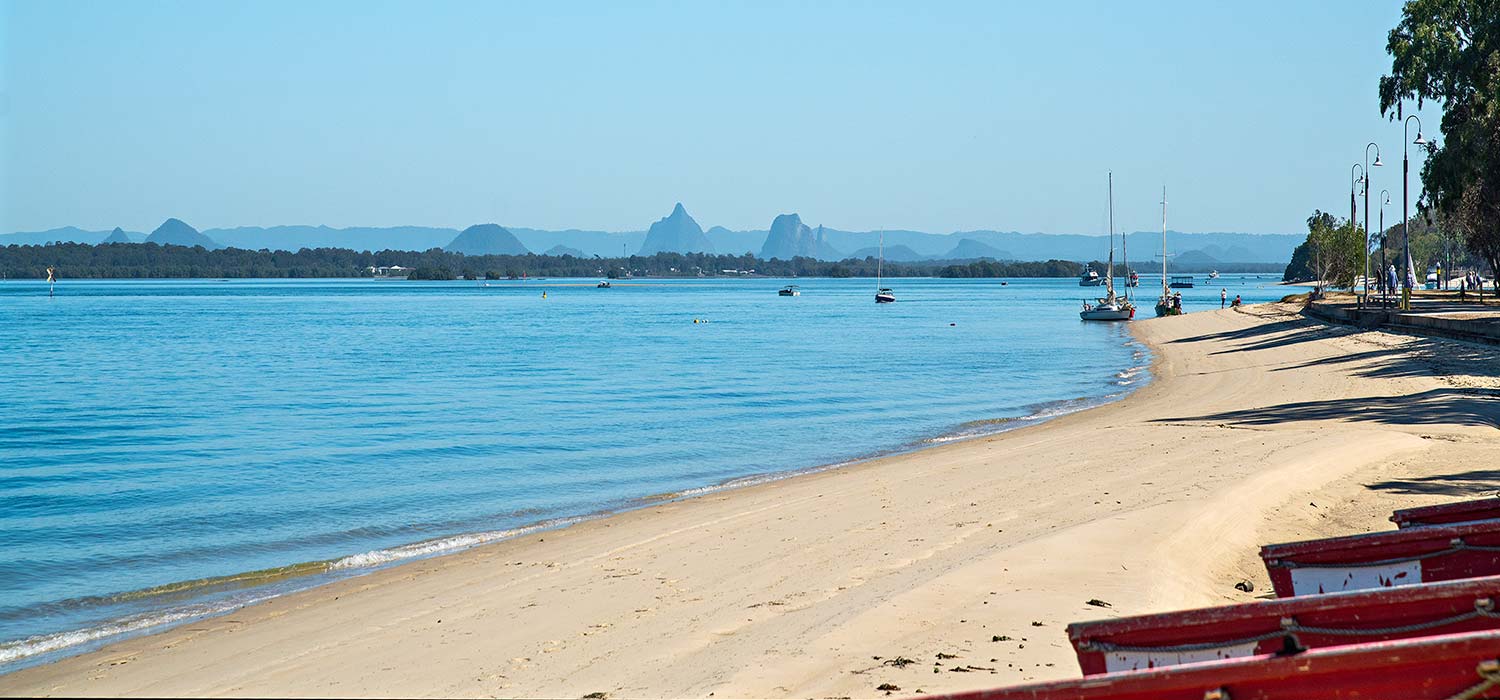 The Glasshouse Mountains from Bribie Island