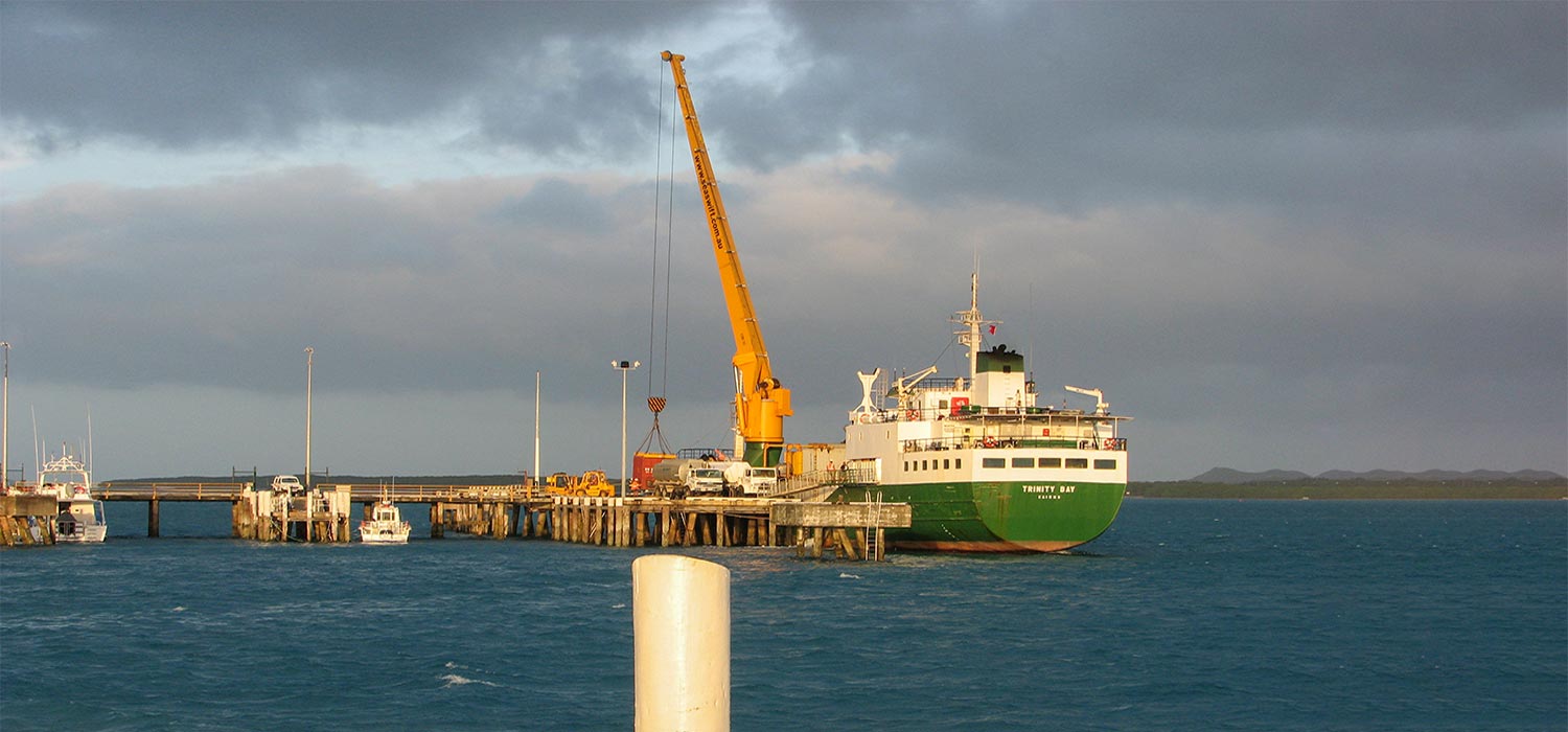 Supplies being unloaded at Seisa jetty