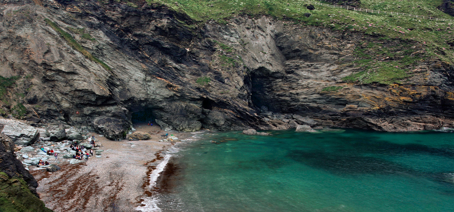 Merlin's Cave lies beneath Tintagel Castle, near Boscastle in Cornwall