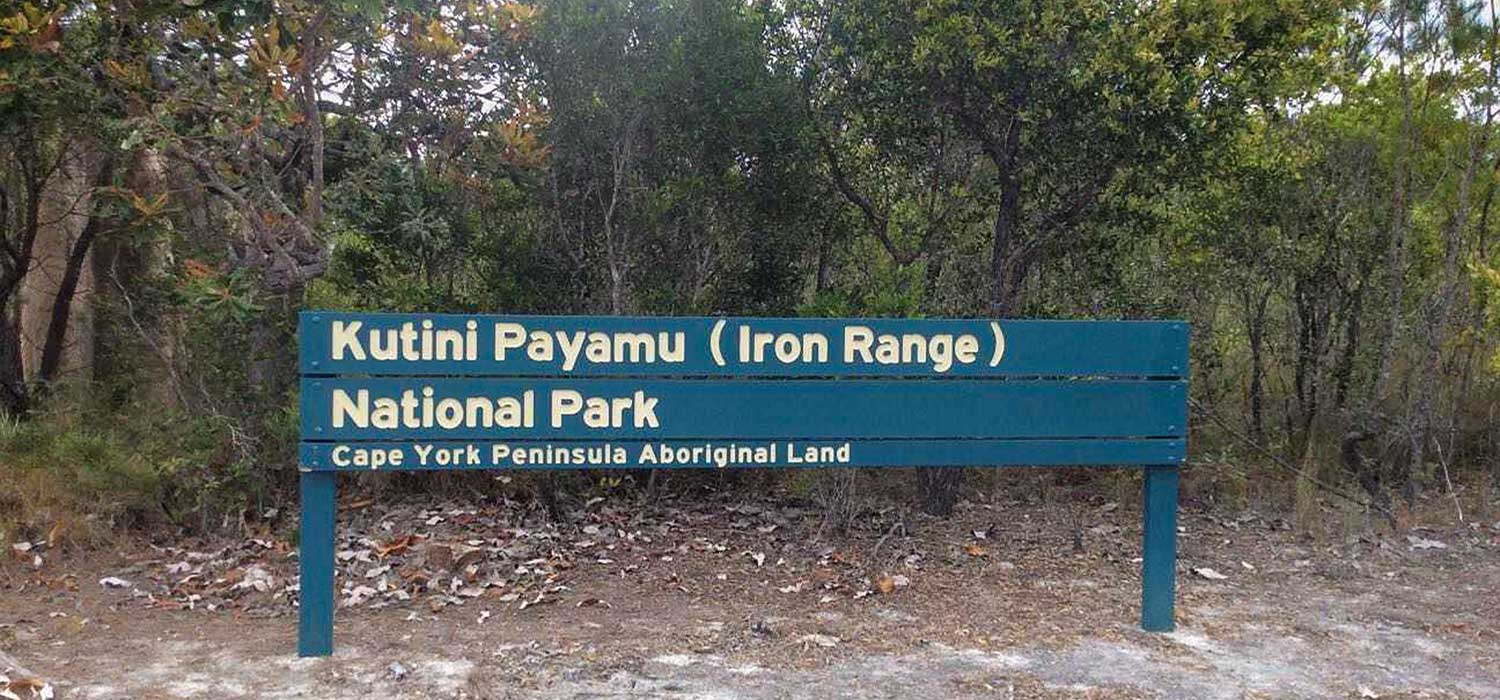 The Iron Range National Park sign