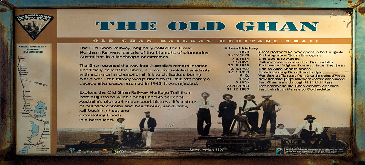 The Old Ghan Railway sign