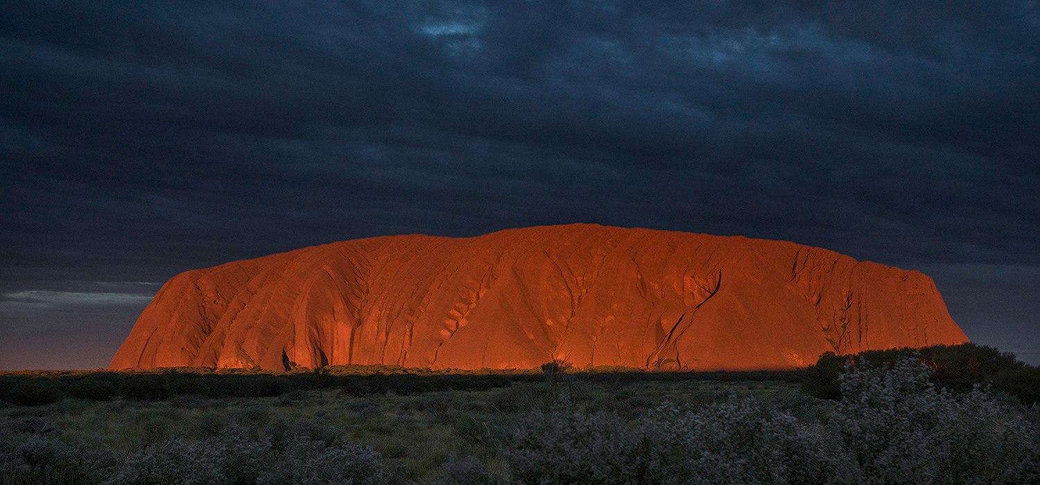 Sunset with clouds at Uluru