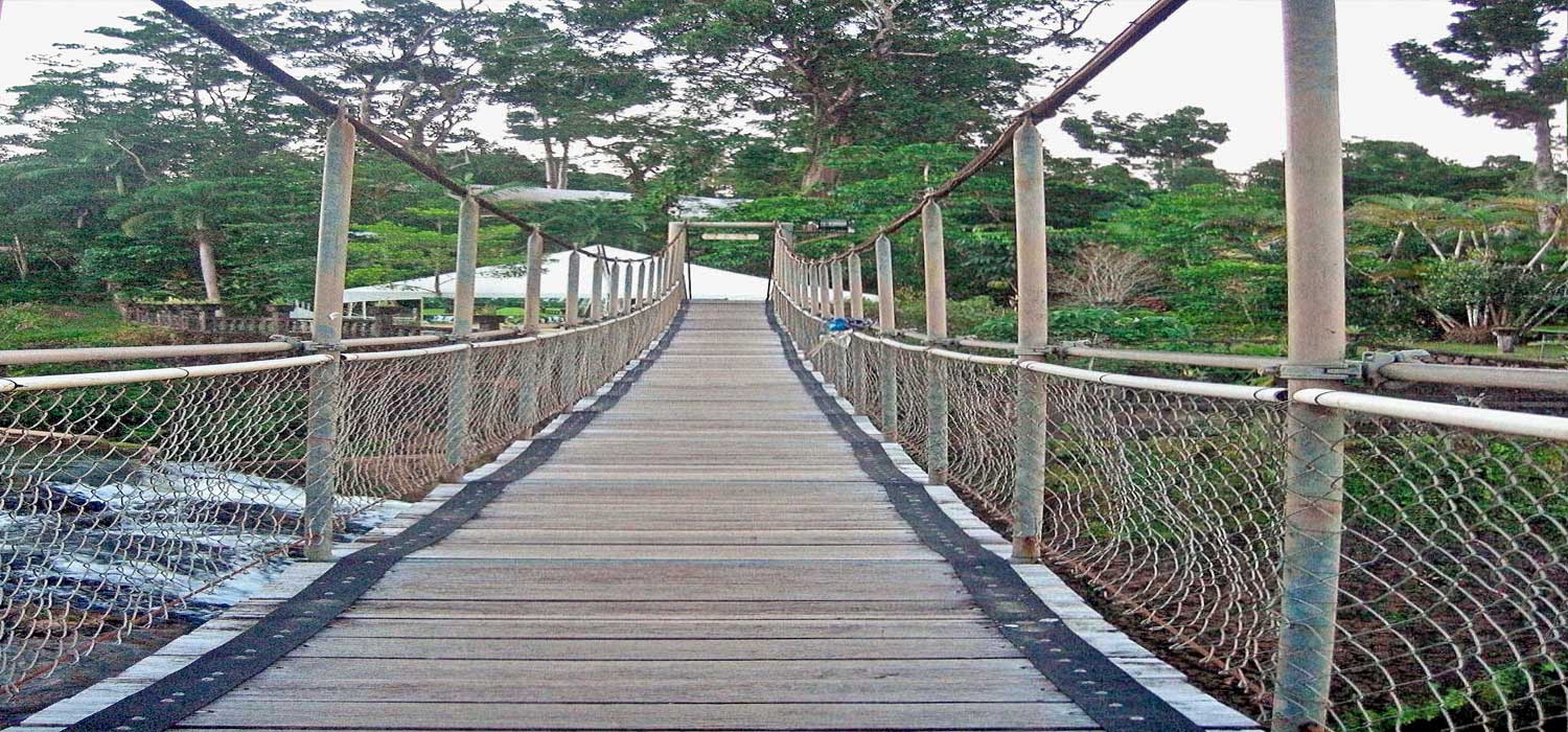 Walkway across the waterfall