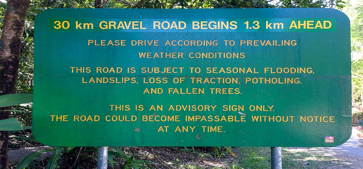 Warning sign for the Peninsula development road