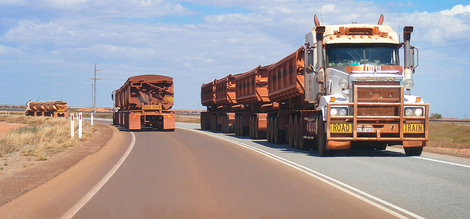 Mining trucks in the Pilbara