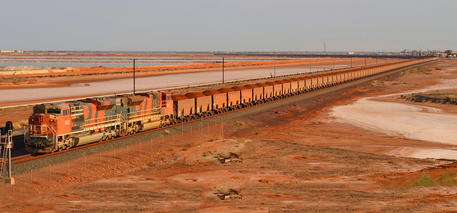 Mining train taking ore from tom Price to Dampier