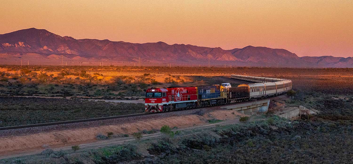 The Ghan passing the Flinders Ranges