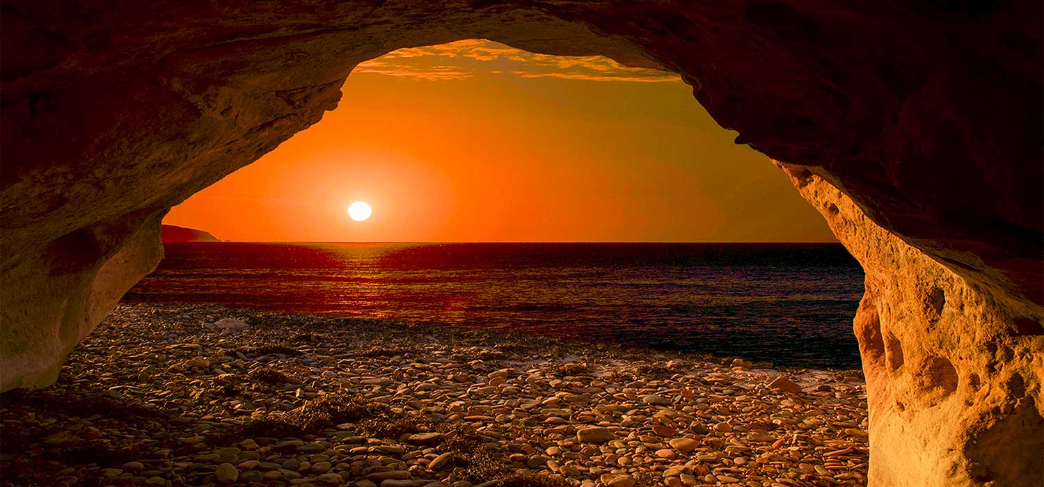 Sunset from the cave at Sellicks Beach, South Australia