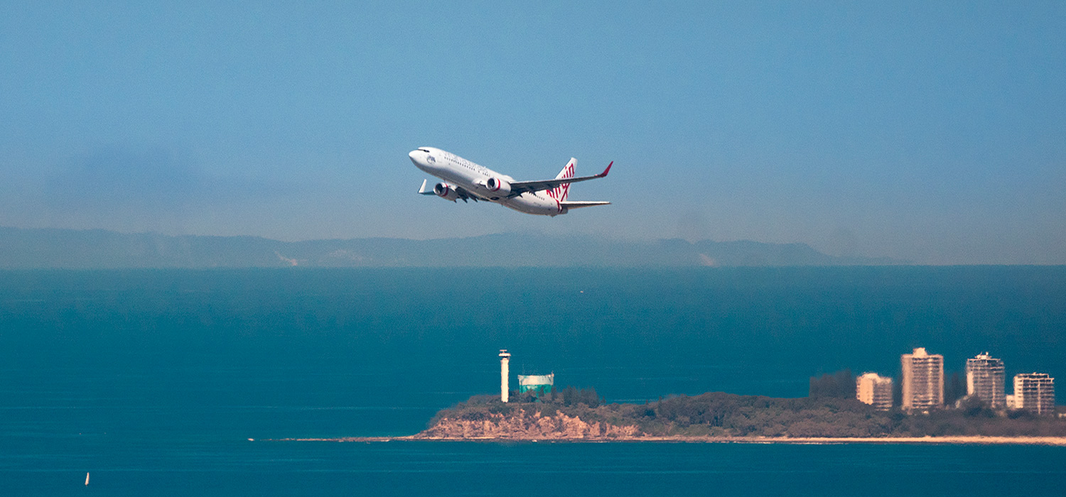 Plane taking off at Mudjimba