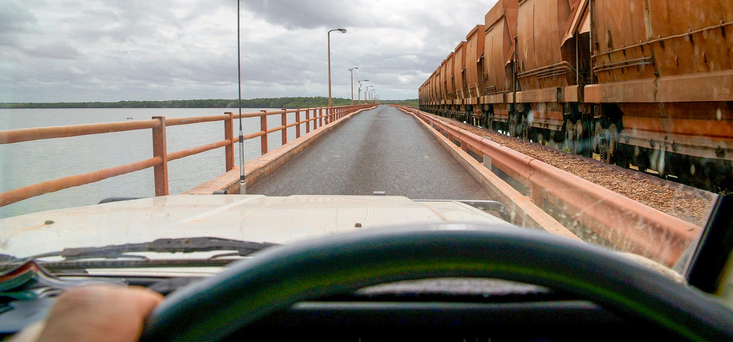 Single track bridge over the Mission River