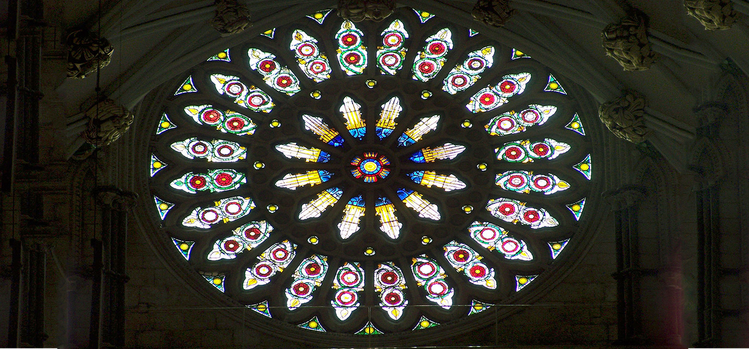 The great rose window was constructed in the 13th century